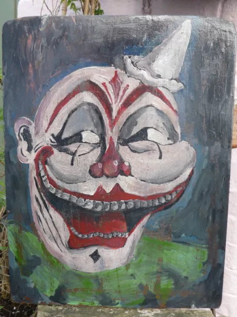 Rare 1920s / '30s Fairground Circus Clown Great 'Statement Piece' Large oil.