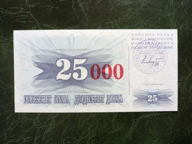 BOSNIA AND HERZEGOVINA   25000 Dinara  Banknote 1993, Travnik - War money