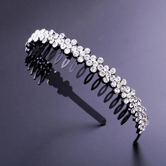Headdress Tooth Comb Headband Rhinestone Hairband Crystal Flower Hair Band Hoop
