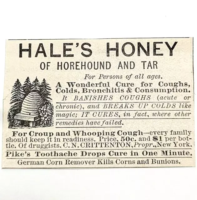 Antique 1884 Hale's Honey Horehound Quack Medical Advertisement Ephemera