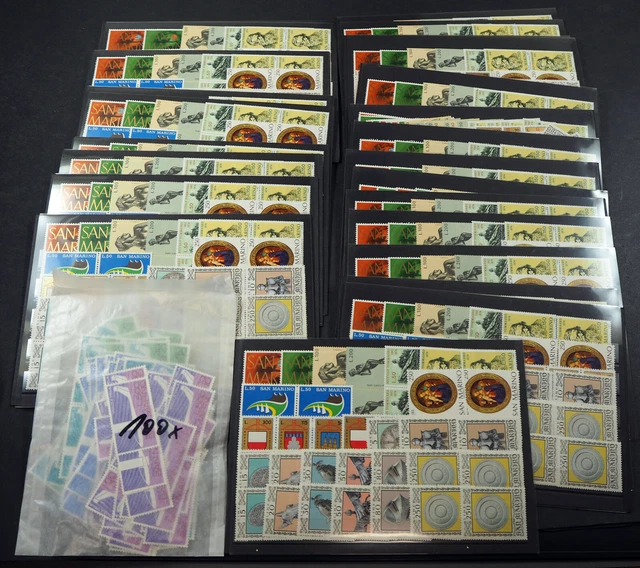 1974 San Marino; 100 komplette Jahrgänge, postfrisch/MNH, MiNr. 1059/82, ME 800