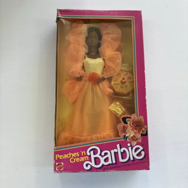 Vintage 1984 Peaches n' Cream Barbie African American Doll Mattel #9516 SEALED