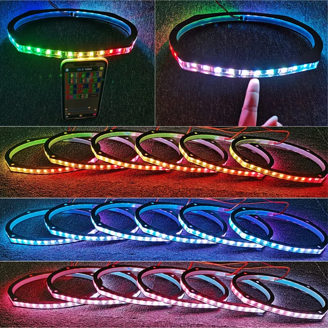 Sando 6 Pcs 6x9" Speaker Ring Chasing Color LED Spacer Marine Light Bluetooth
