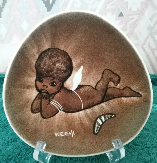 Stunning Australian Pottery Studio Anna Plate Aboriginal Boy #6