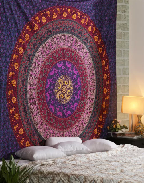 Grand Tapisserie Murale Inde Mandala Hippie Gypsy Couvre-Lit Bohème Housse