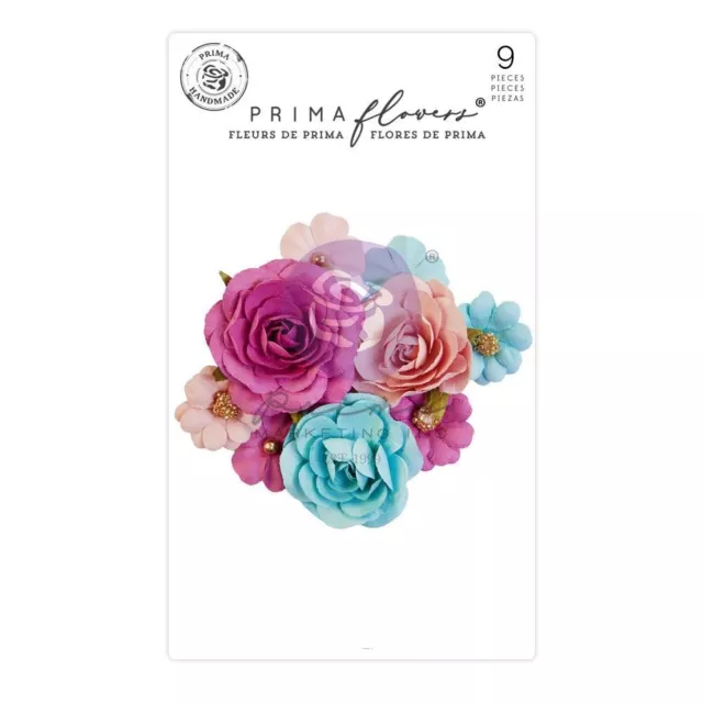 Set di 9 Fiori di carta Azzurri, Rosa e Fucsia