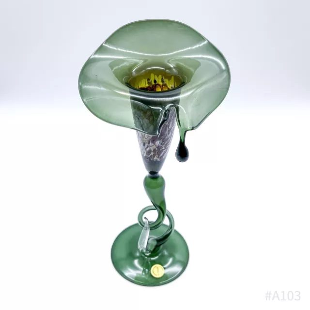 Peter Böhm-Casper Dekorglas Vase Kerzenhalter Mundgeblasen Original-Aufkleber