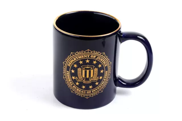 Vintage FBI Department of Justice Seal Coffee Mug Former Agent Society Blue Gold