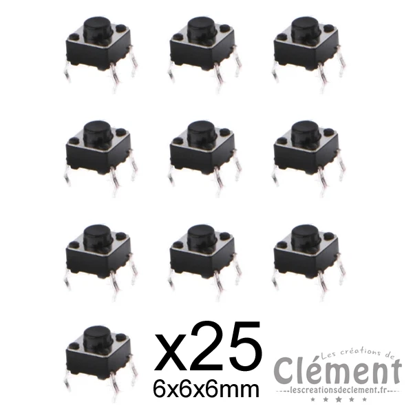 Interrupteur électronique Micro-interrupteurs 50 Pièces Bouton Poussoir Auto Réinitialisati