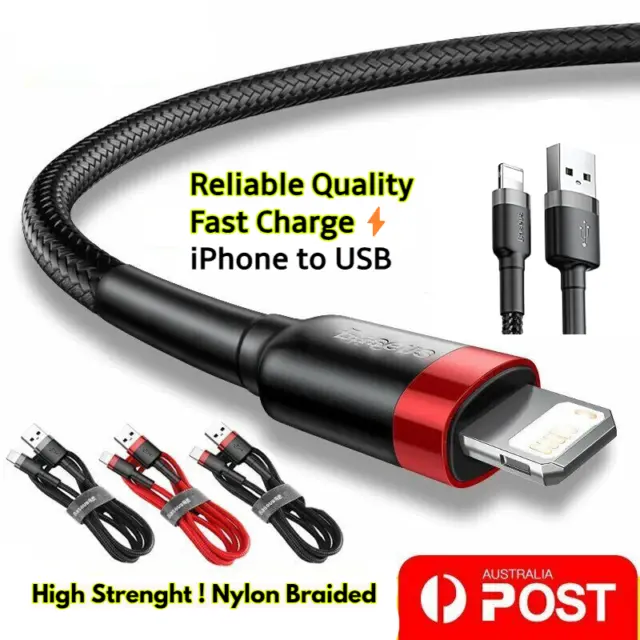 Braided USB Fast Charger Cable For iPhone 14 13 12 11 Pro Max XR iPad - 1m 2m 3m