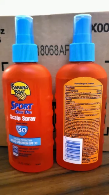 Pack of 2 Banana Boat Sport Quik Dri Scalp Spray SPF 30 / 6 oz Spray Bottle NEW