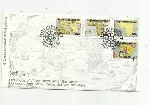 Bophuthatswana. 20/8/1993. Mapas antiguos de África. Cubierta para primer día