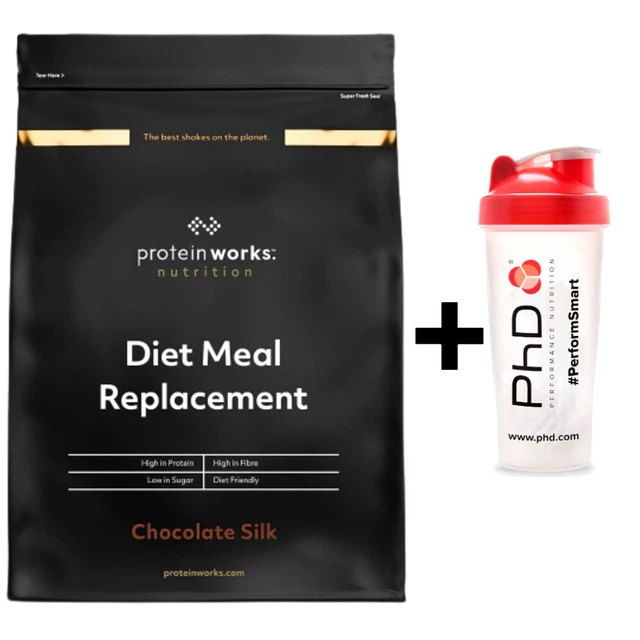 PROTEIN WORKS DIET Meal Replacement Choc Silk 500G + PhD Shaker DATED JUL/2023 £26.99 PicClick UK