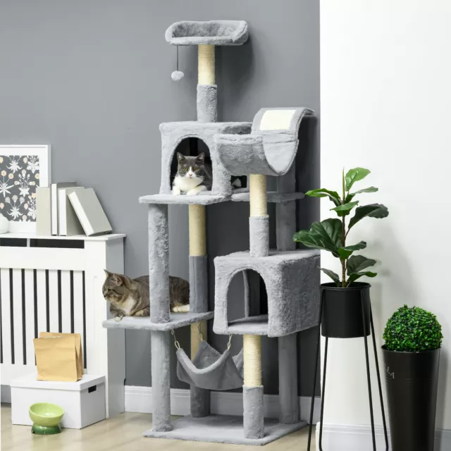 Cat Tree with Condo Hammock Scratching Posts, 70" Cat Tower