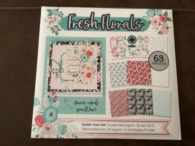Fresh Florals Set-Card Blanks/Toppers/Twine/Sentiments/Patterned Papers-New
