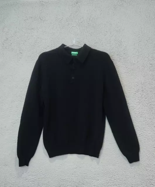 United Colors of Benetton Jumper Adults Small Black Polo Wool Sweater Womens