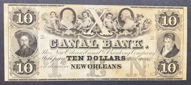 *Awesome* $10 1800'S "Canal Bank" New Orleans, Louisiana Choice Au++