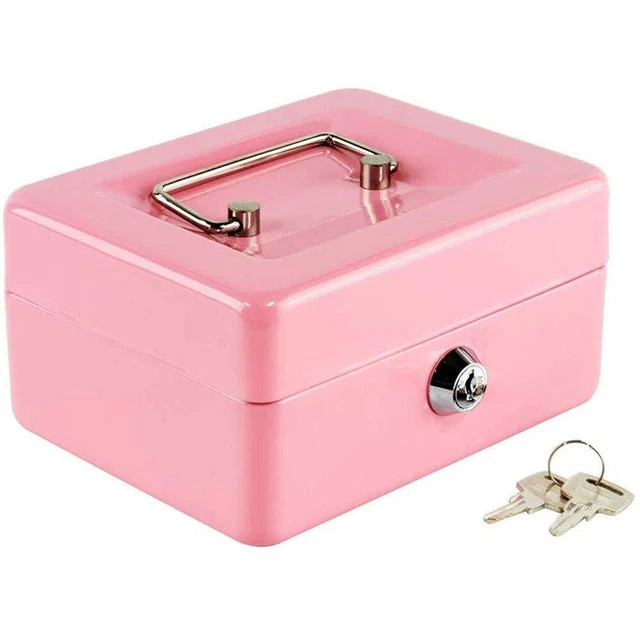 Cash Box with Money Tray,Small Safe Lock Box with Key,Cash Drawer,5