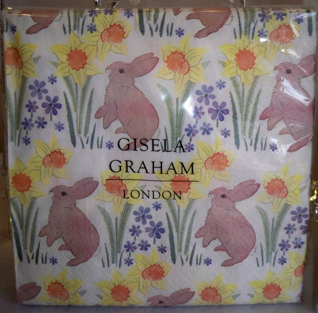 Paquete de 20 servilletas de papel de 3 capas Gisela Graham conejo de Pascua y narciso