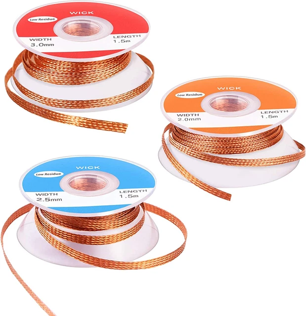 Solder Wicks, 3 Pack No-Clean Solder Braided Wicks Desoldering Wicks for Solder