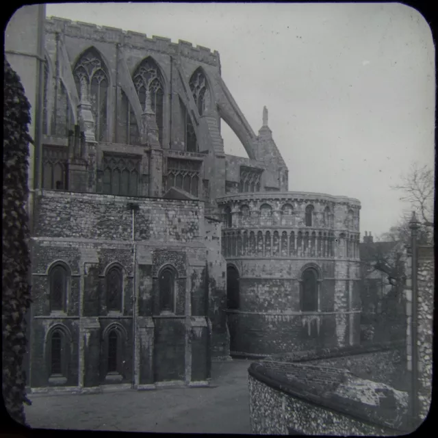 Glas magische Laterne Rutsche NORWICH KATHEDRALE AUSSEN NR. C1900 FOTO ENGLAND