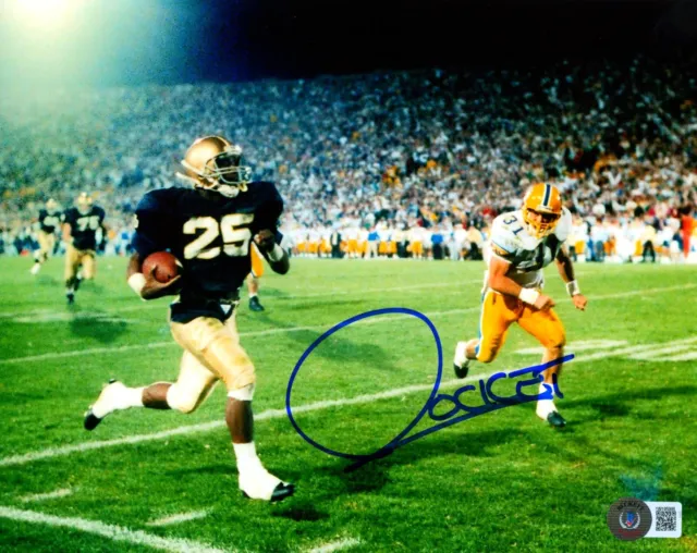 Raghib Rocket Ismail Signed Auto 8x10 Photo #1 Notre Dame Beckett Wit. BAS COA