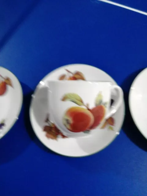 Royal Worcester Evesham Vale Coffee  Cup & Saucer Plus 2 Spare Saucers