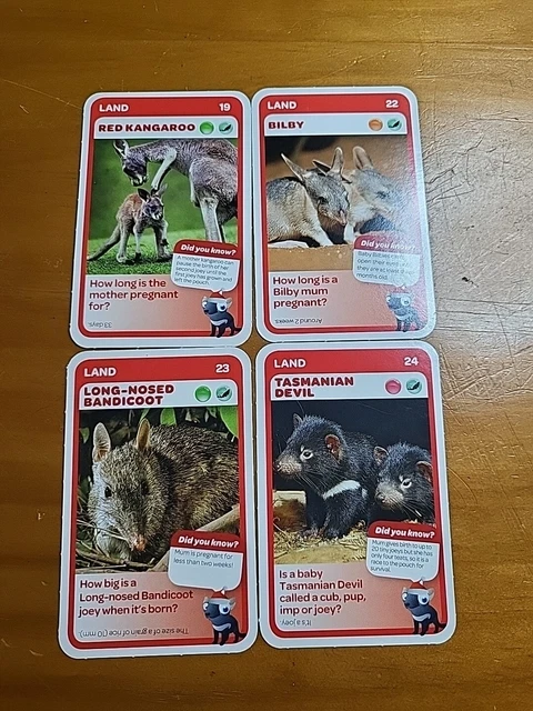 TARONGA/WOOLWORTHS SUPER ANIMALS Light Blue Cards - Part Set