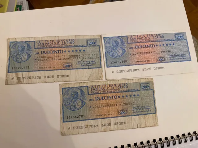 Mini Assegni da 200 Lire del 1976  Istituto Bancario San Paolo di Torino