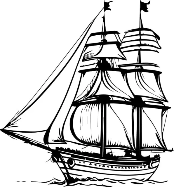 Vintage Wood Sail Ship Clipart, Design & Logo Making