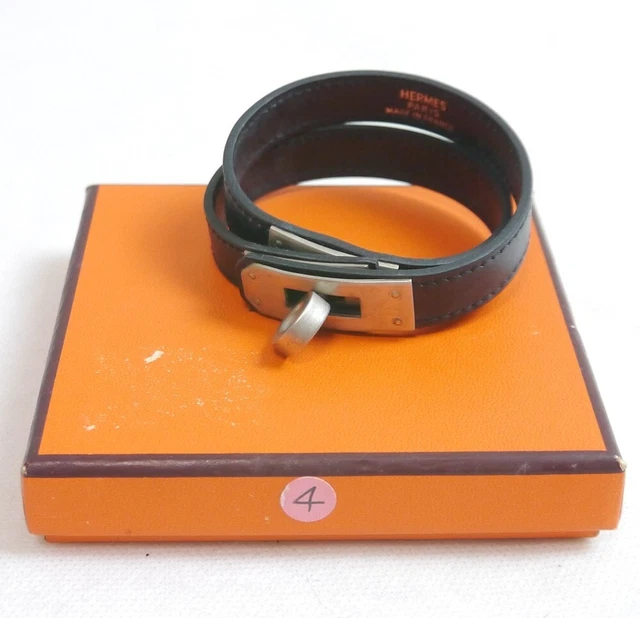 BRACELET HERMÈS EN cuir noir avec boucle H + sa boite EUR 320,00 - FR