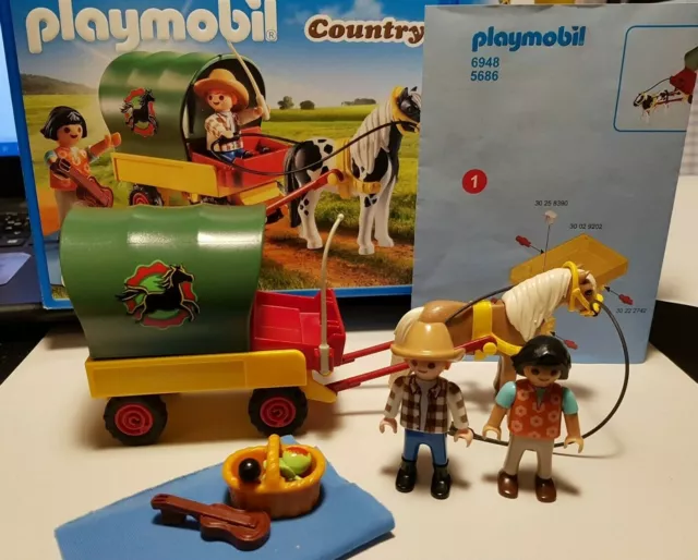 Playmobil Country 6948 Ausflug mit Ponywagen Figuren Pferd Planwagen Zubehör