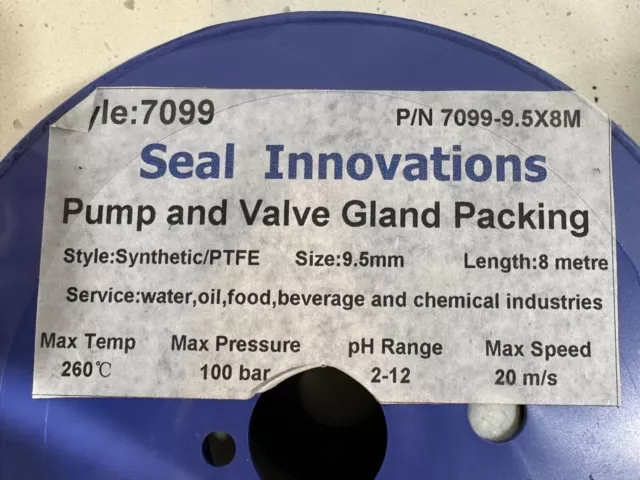 Seal Innovations Pump & Valve Gland Packing 7099-9.5X8M, Sealed Pack RRP $589.53