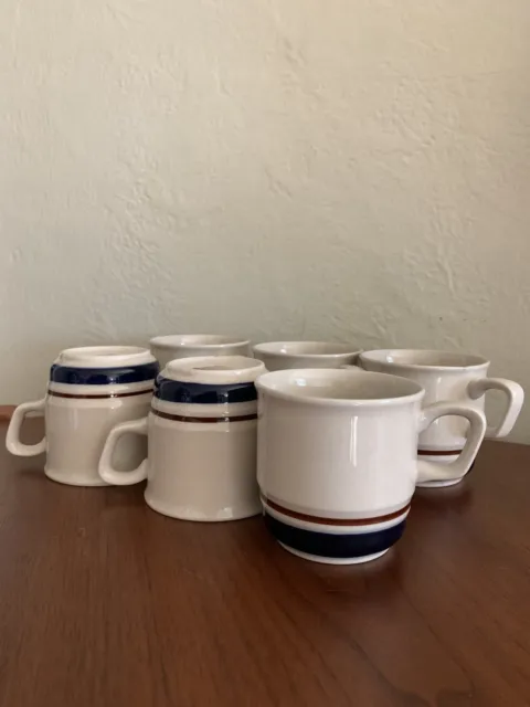 VINTAGE Contemporary Chateau Hand Painted Stoneware | Set of 6 Coffee / Tea Mugs