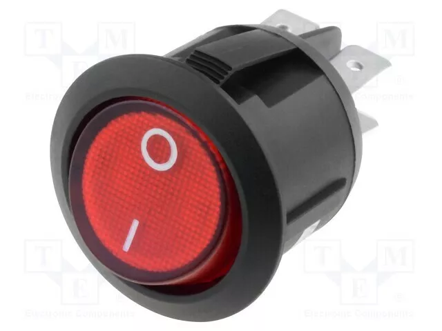 Illuminated Rocker Switch R13244BN Double Pole Single Throw (DPST),On-Off,Red