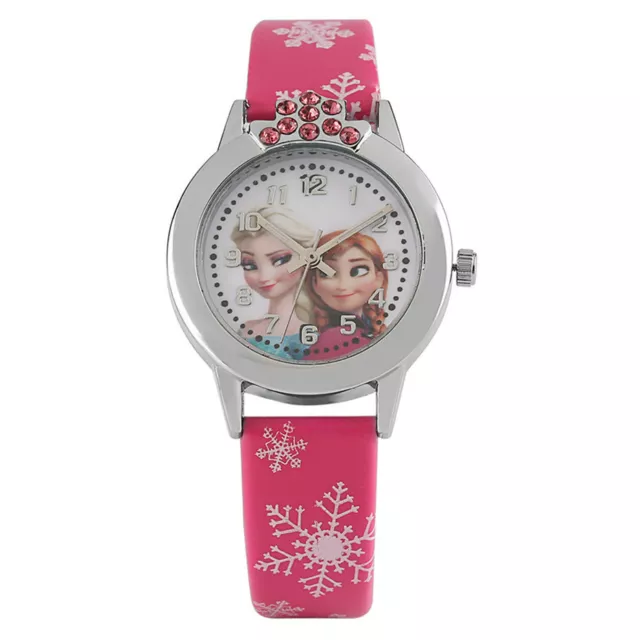 Orologio da Polso Donna Bambina Frozen Elsa & Anna in Pelle Fucsia e Swarovski