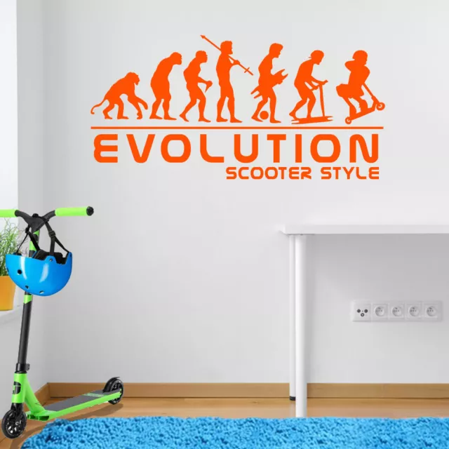 Evolution of Man Scooter Style Stunt Kids Children Street Ride Wall Sticker A104 2