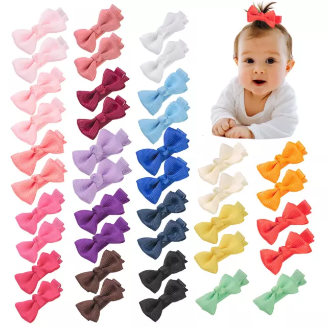 40Pcs Grosgrain Ribbon 2” Baby Bow Alligator Hair Clips Bows Pairs for Baby Girl