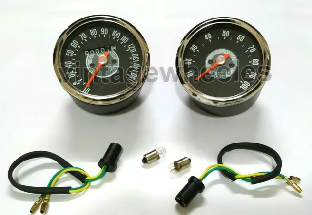 Fit For BSA Norton Triumph Smith Replica 150 Mph Speedometer Rpm Tachometer Pair