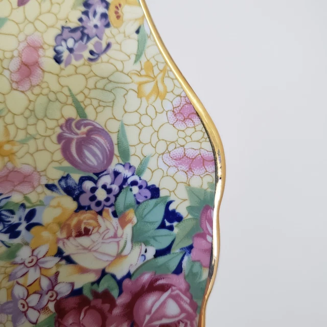 Royal Winton Grimwades Welbeck 2 Dinner and 2 Salad Plates Chintz Yellow 1995 8