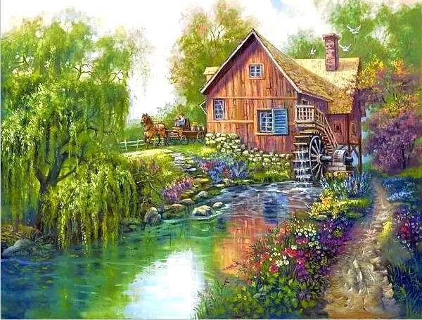 UK , Scenery Diamond Painting  Kit, FULL DRILL, Square Diamonds