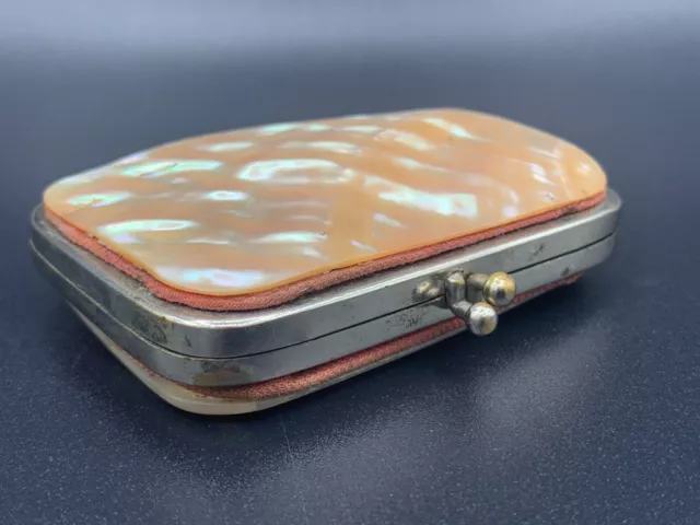 Antique French Art Nouveau Mother of Pearl Panel Accordion Coin Purse Bag c.1880