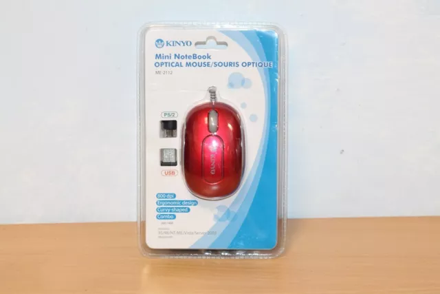 KINYO .. MINI SOURIS OPTIQUE USB PS2 800dpi .. ROUGE ..Ref: ME-2112 * NEUF