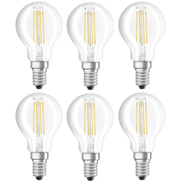 6 x Osram LED Filament Tropfen 4W = 40W E14 klar 470lm neutralweiß 4000K UVP 29€