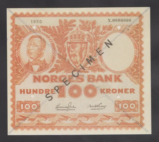NORWAY 100 Kroner 1950 UNC  *SPECIMEN*  REPRODUCTION