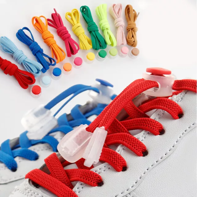 No Tie Shoelaces Elastic Lock Shoe Lace Running Jogging Canvas Sneakers F