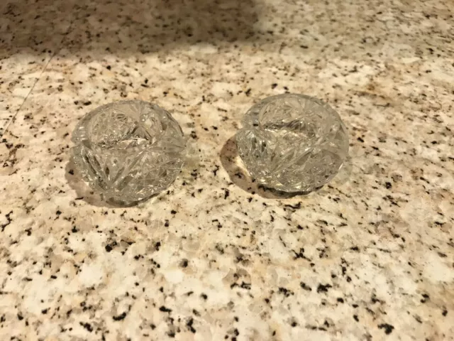 Set of 2 VIntage Open Salt Cellar Dip Dish Crystal