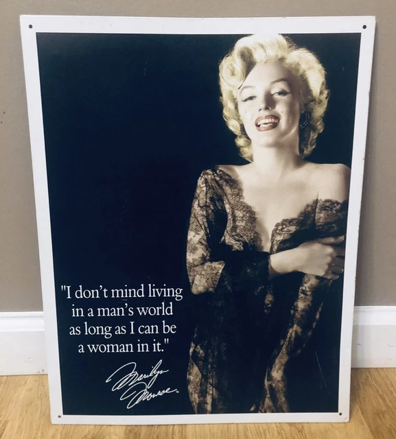 Marilyn Monroe Man's World Metal Tin Sign, Black 16x12.5”