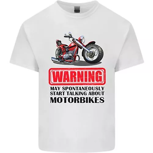 Warning May Spontaneously Talking About Motorbikes Mens Cotton T-Shirt Tee Top