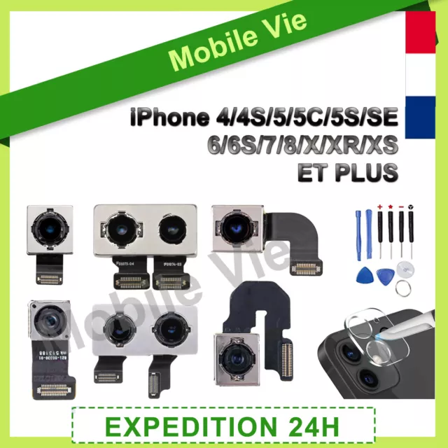 Camera Arrière Pour Iphone 4/4S/5/5C/5S/Se/6/6S/7/8/X/Xr/Xs Et Plus + Lentille